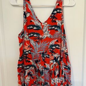 LOFT Tropical Print Sleeveless Blouse - Red and Blue